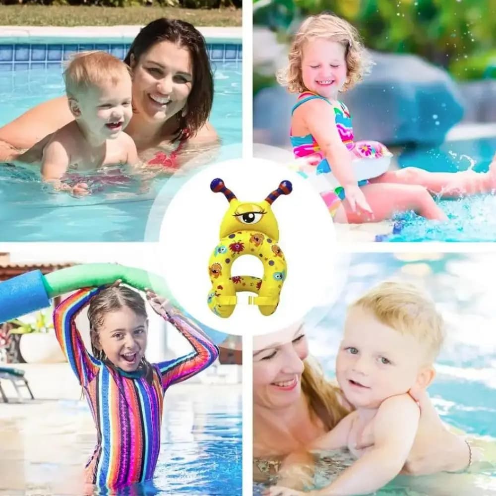 Inflatable Design Life Jacket Adjustable PVC Portable Children Life Vest Float Cartoon Style Inflatable Swim Vest Swimming Pool