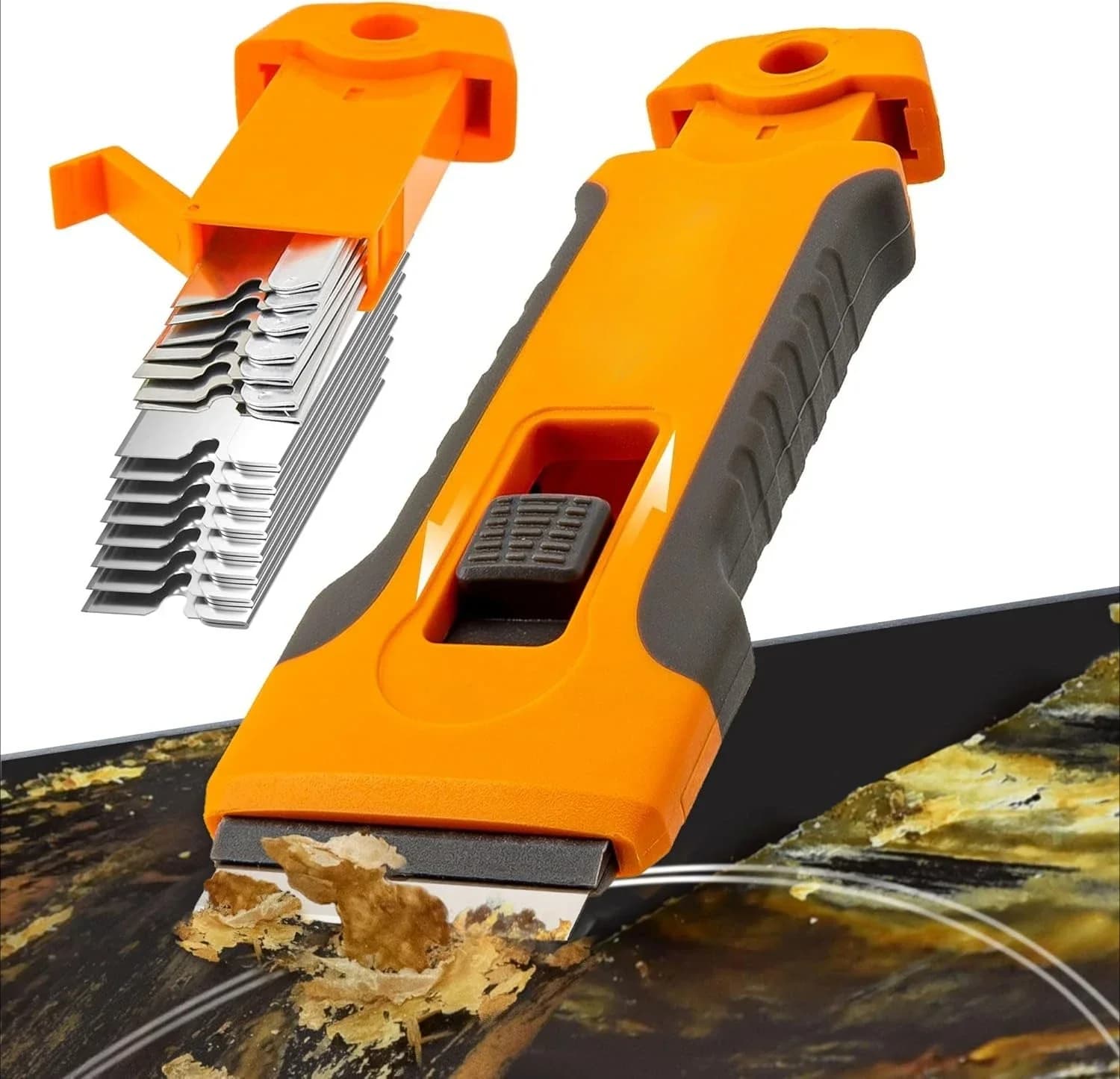Raschietto professionale in ceramica, lama per coltello, raschietto per vetro antigraffio, per la pulizia del forno della stufa con lame integrate