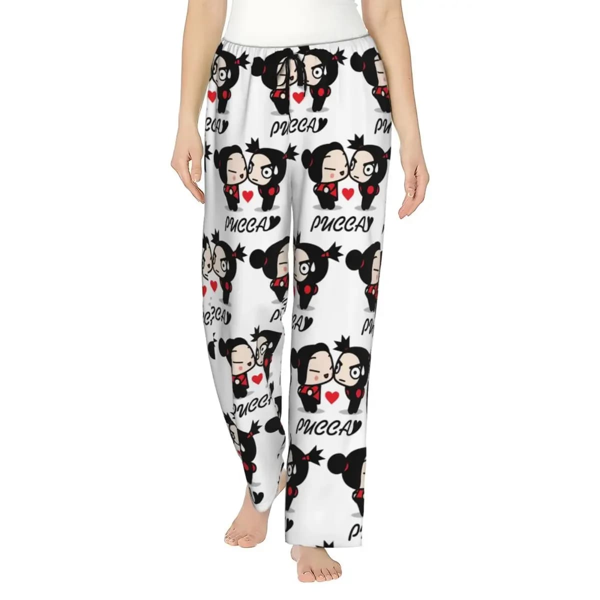 Custom Cartoon Pucca And Garu Animated Tv Movies Women Pajama Pants Lounge Sleep Sleepwear Bottoms with Pockets