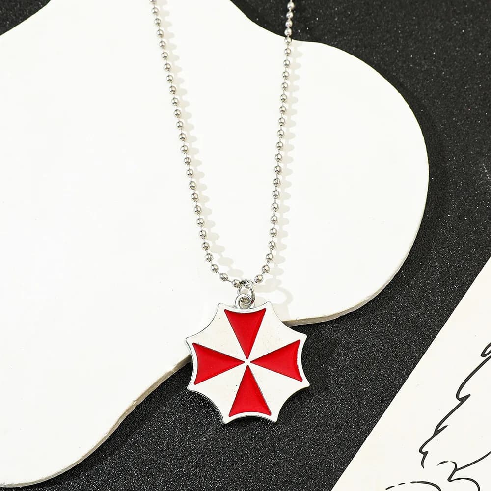 Collana con Ciondolo Ombrello Rosso Vintage, Accessorio Cinematografico Alla Moda, Gioiello con Catena, Regalo per Collezionisti e Fan
