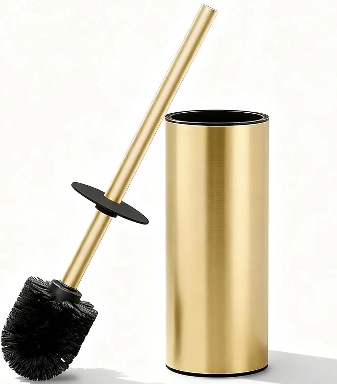 Set di spazzole e supporti per WC, spazzola per WC in acciaio inossidabile 304 con manico lungo, spazzola per WC color oro spazzolato