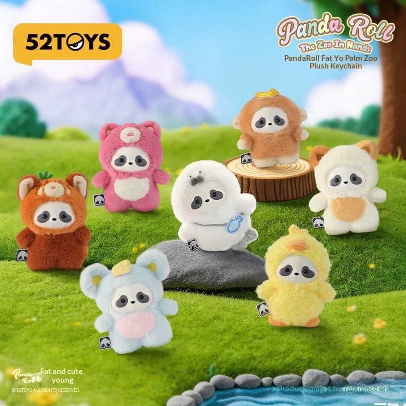 52TOYS Panda Roll Peluche Portachiavi Blind Box Serie The Zoo In Hands Simpatico Ciondolo Panda Imbottito Regalo da Collezione per Amanti dei Giocattoli