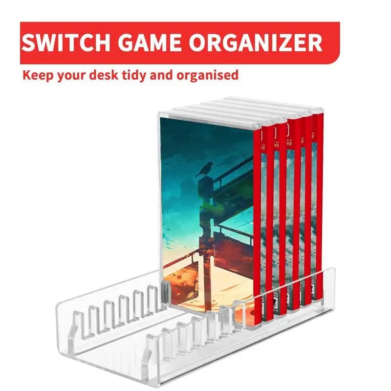 Supporto per organizer per archiviazione di giochi in acrilico a 12 slot compatibile con custodia per carte da gioco Nintendo Switch Supporto per display di gioco Switch