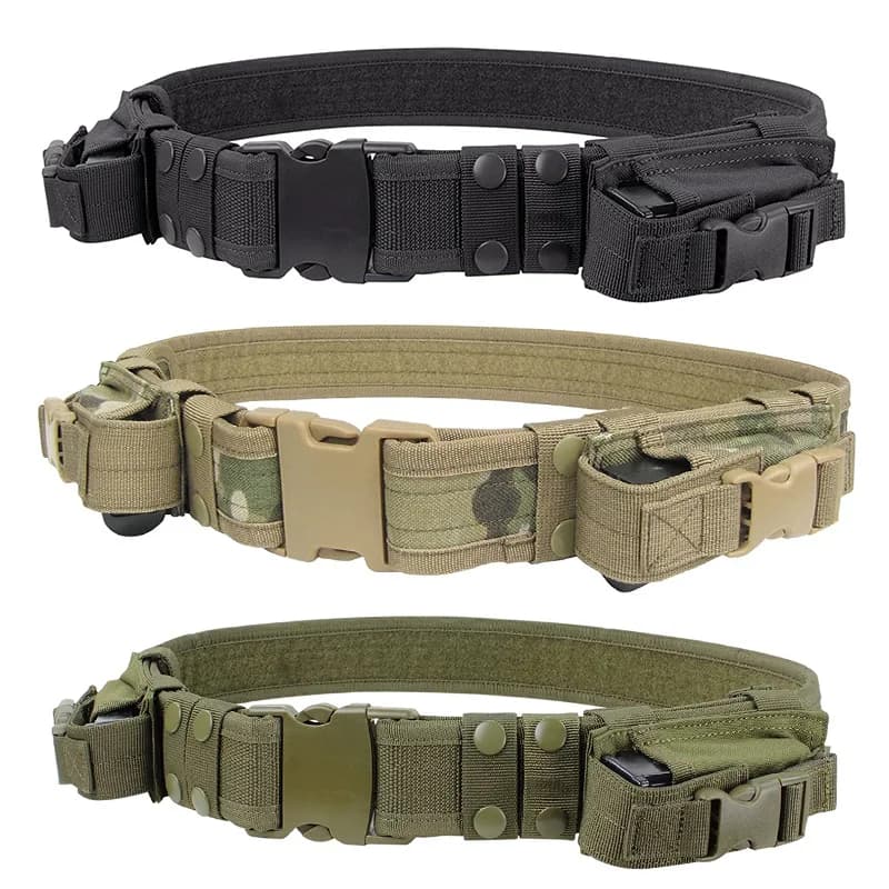 Sistema di attrezzatura da caccia Cintura tattica da uomo Supporto per la vita Cintura di sicurezza per servizio di combattimento con buste per caricatori