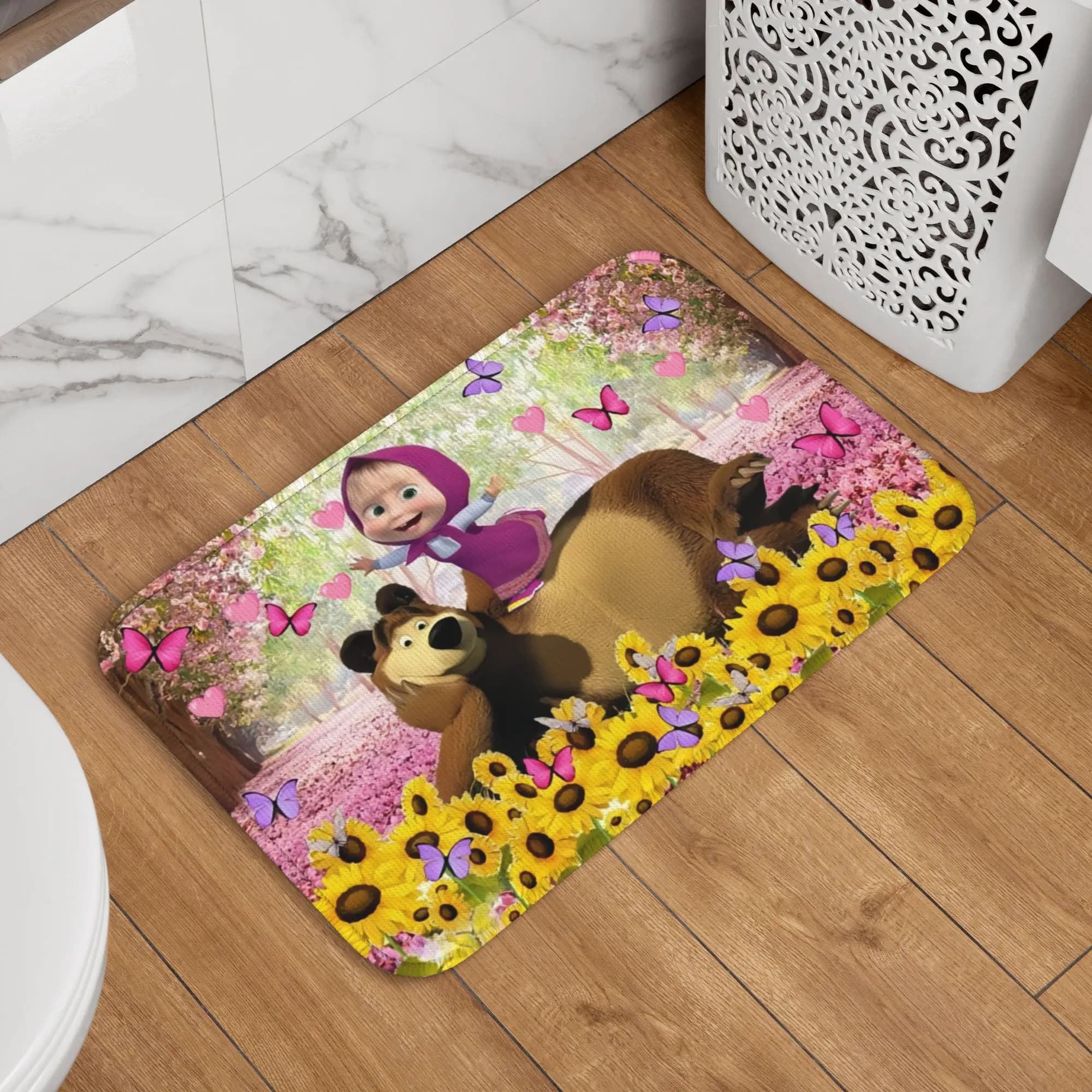 Tappeto personalizzato Russia Cartoon M-Masha And The B-Bears Anime TV, tappetino antiscivolo per cucina, bagno, balcone, 40*60 cm