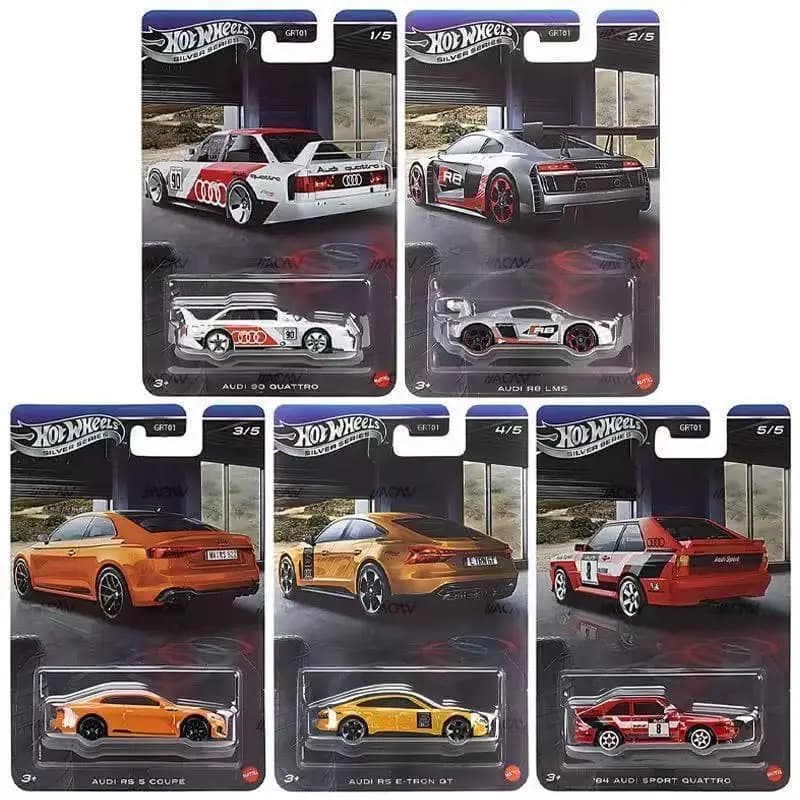 Brand New Hot Wheels Silver Series Grt01 Audi Set, Audi 90, Audi R8, Audi Sport Edition, Audi E-Tron Gtmetal Car Model, Die-Cast Collectible Gift