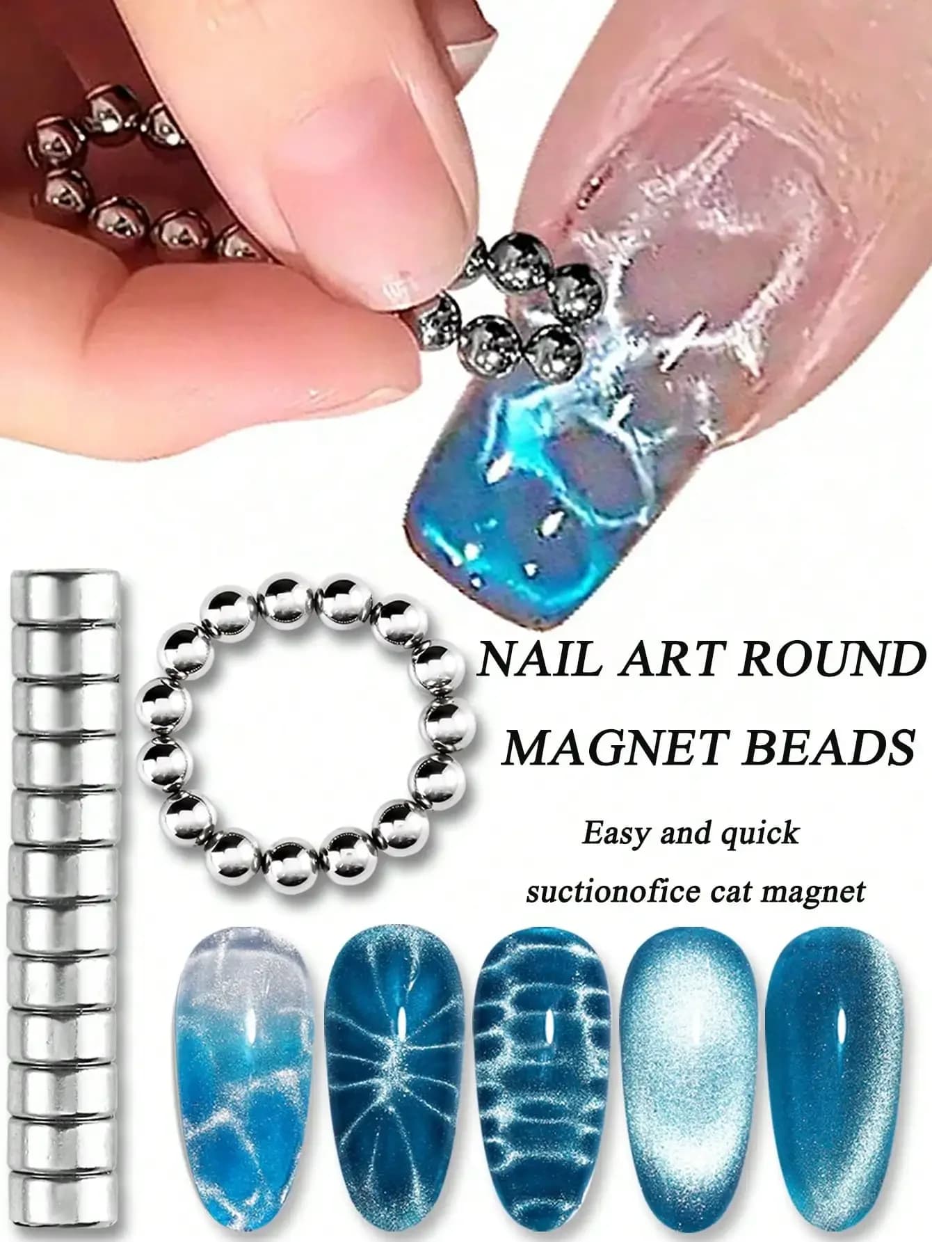 Round Magnetic Beads Snowflake Water Wave Nail Art Magnets, Detachable Cylinder Strong Magnets, Professional DIY Nail Design Shiny Effect Accessories, Salon Nail Tools Strong Round Magnets Nail Supplies, Easy Magnetic Absorption, Ideal Effect For Nail Art