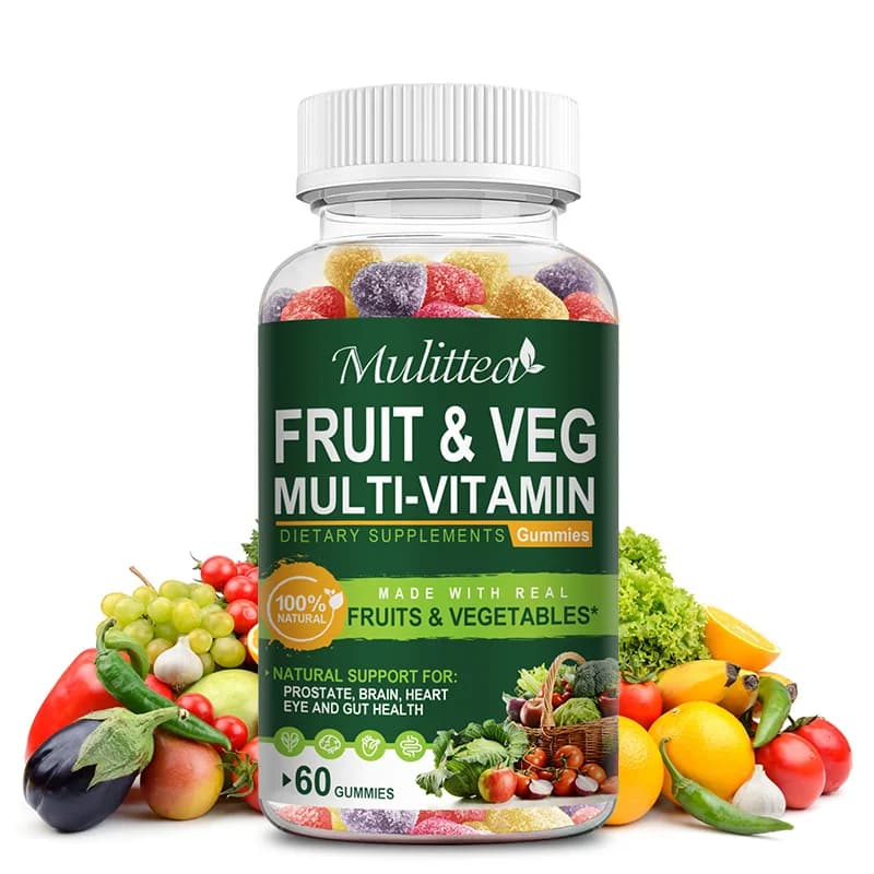 Mulittea Natural fruit and vegetable Gummies Anti-stipation Detox daily fruit helps digestion supplement of multiple vitamins