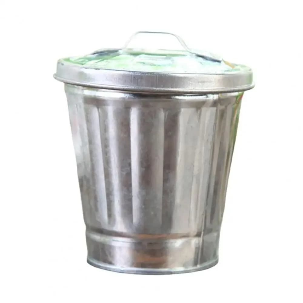 Piccoli secchielli Pattumiera da tavolo zincata Mini cestino per rifiuti in ferro Cestino per rifiuti portatile durevole per stoccaggio dei rifiuti