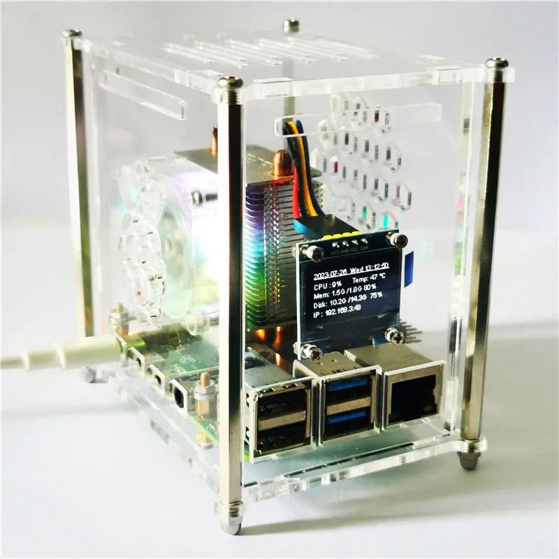 Raspberry Pi 4 Model B PWM ICE Tower Cooling Fan RGB Cooling device with copper pipe with transparent acrylic housing