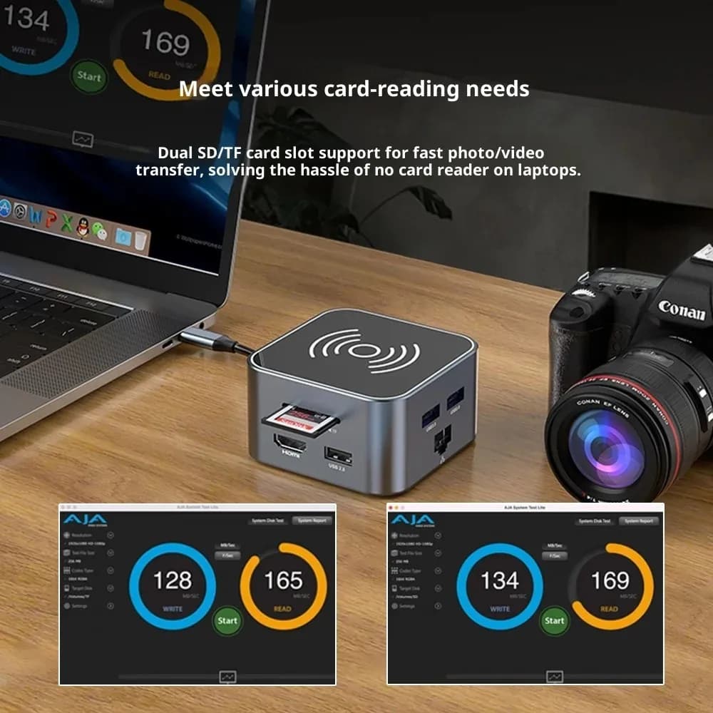 Hub USB-C 9 in 1 compatibile HDMI, docking station per smartphone e laptop, adattatore per MacBook Pro/MacBook Air/Dell/HP/Lenovo