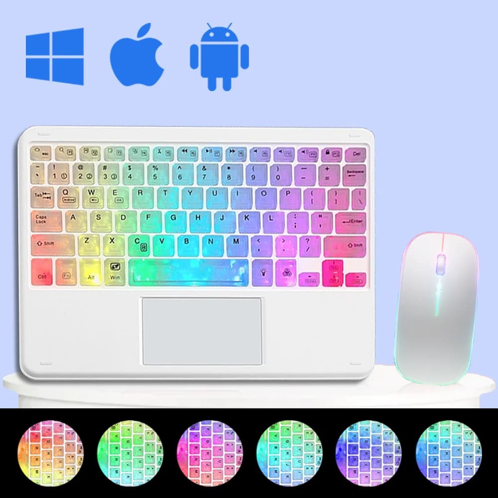 Tastiera retroilluminata con touchpad per wireless multilingue e colori multipli portatile per tablet iPad Pro Mini Air Phone