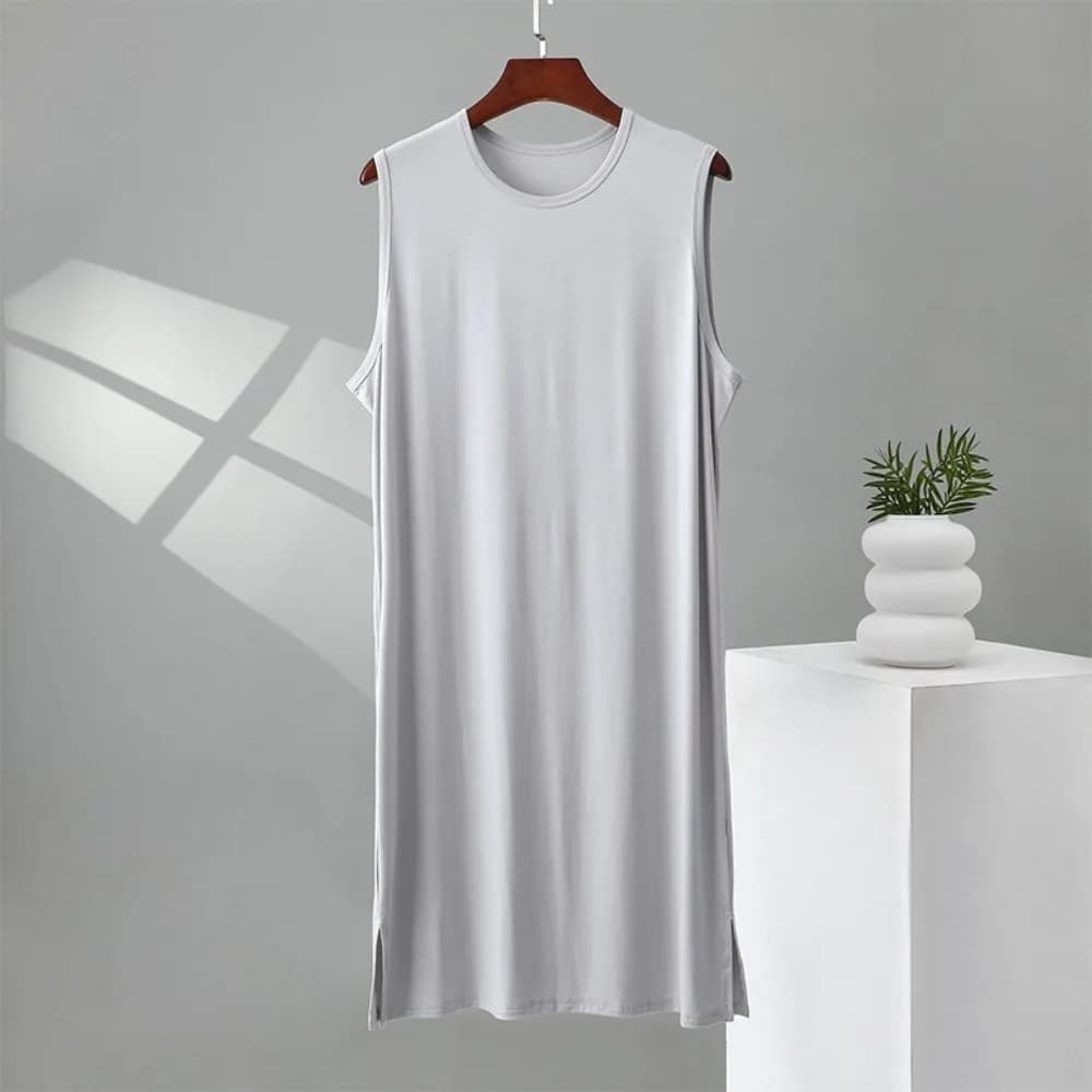 Loose Knee-Length Men's Sleeping Dress Plus Size Soft Night-robe Oversized Sleeveless Modal Pajamas Home Clothing