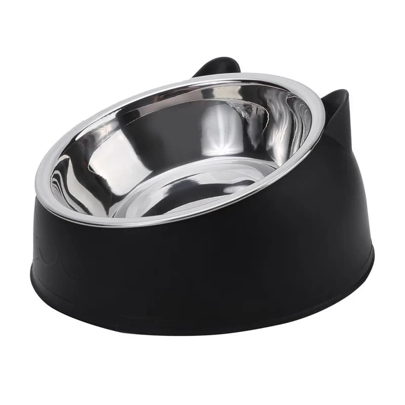 Cat Bowl Creative Inclined Kitten Puppy Food Feeding Bowls Stainless Steel Cats Drinking Feeder Pet Dogs Cats Feeders