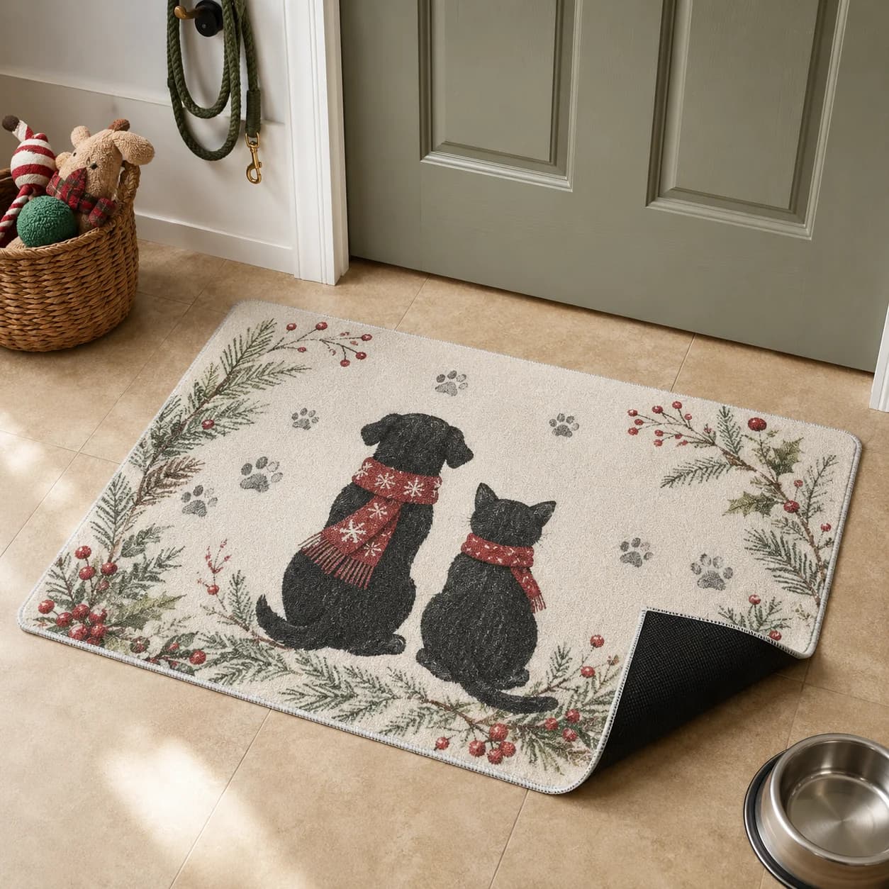 Custom Christmas Welcome Doormat Pet Dog Cat Christmas Door Decor Rug Super Absorbent Home Entryways Doormat Housewarming Gifts