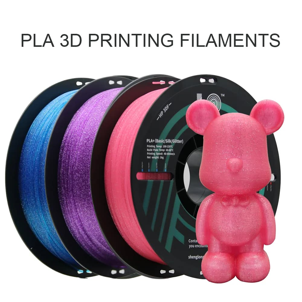 3D Printer Filament, Glitter PLA Filament 3KG(3rolls) HP3DF 1.75mm Accuracy +/- 0.02mm, Fit Most FDM Printer