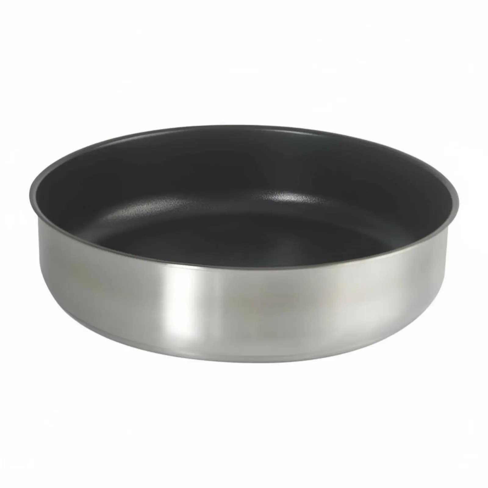 Camping pan, Round Plate for BBQ, Stainless Steel, Compatible with Induction Plan, Box Stove, with Handle