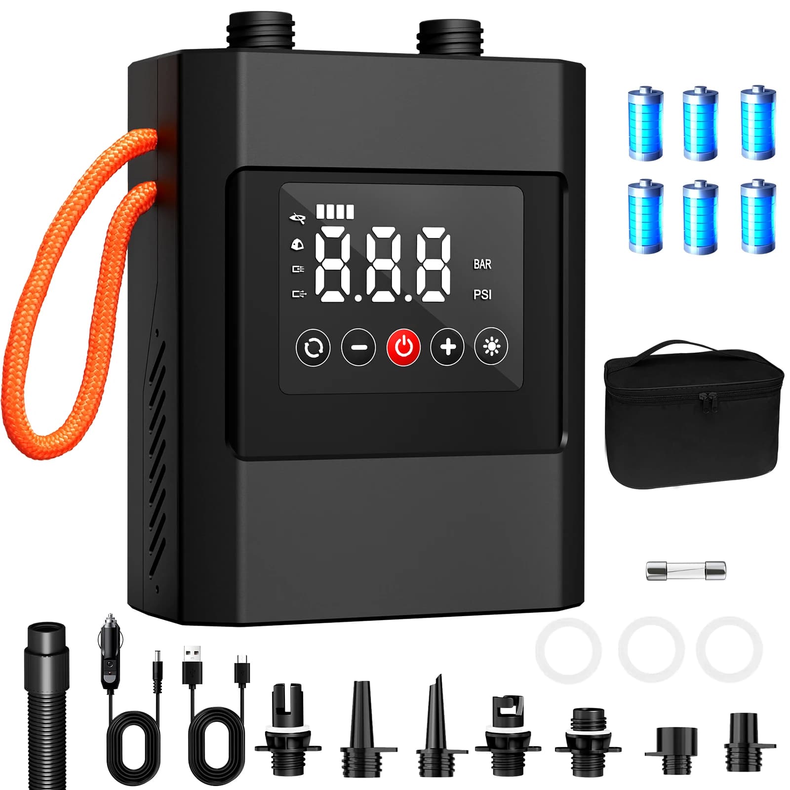 Pompa Elettrica ad Alta Pressione 20PSI per Paddle Board, 12000mAh con Spegnimento Automatico a Doppio Stadio, Connettore Auto 12V DC per Paddle Board, Kayak, Barca