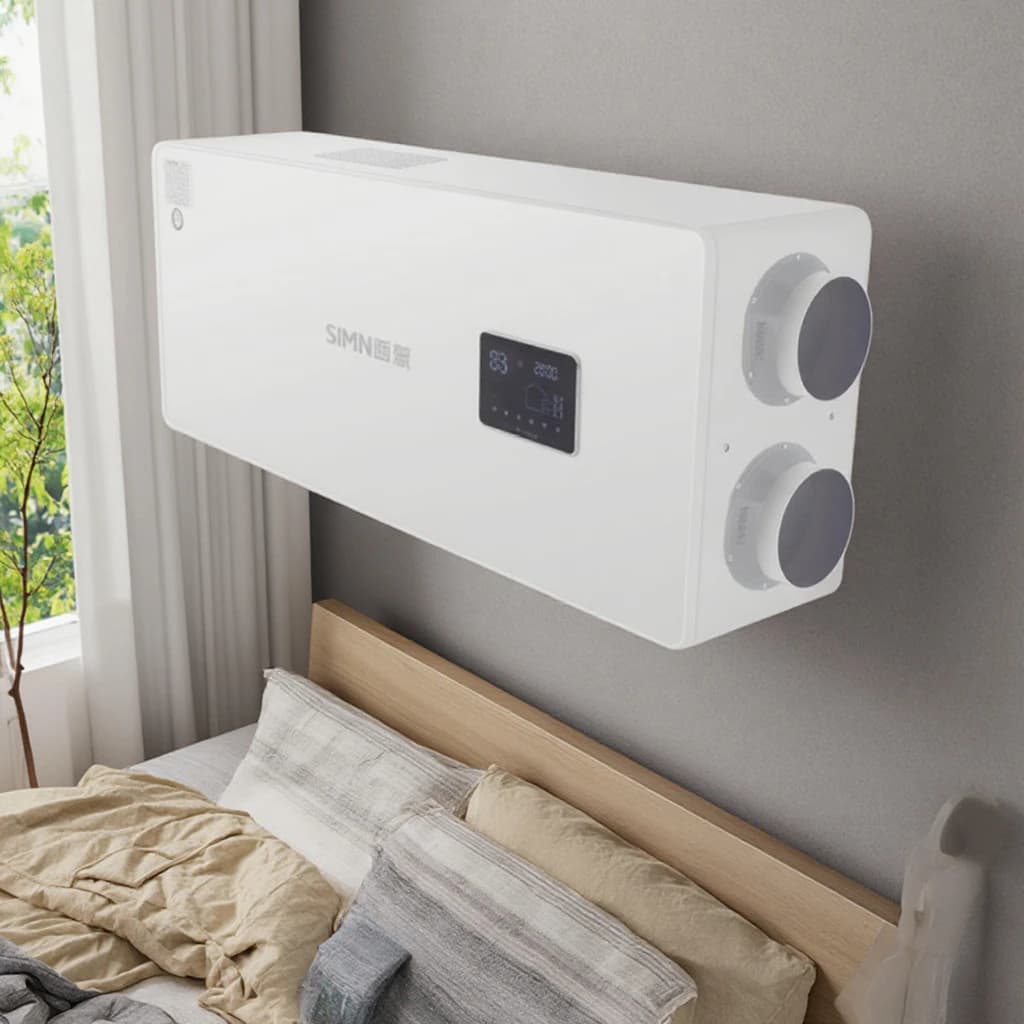 Purificatore d'aria fresca con sistema di ventilazione intelligente HRV montato a parete con recupero del calore