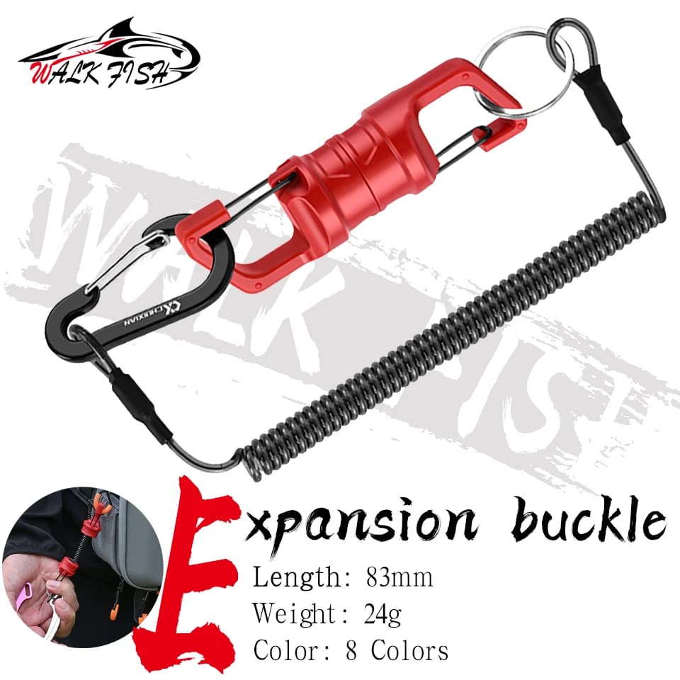 WALK FISH Magnetic Net Anti-Drop Rope Release Holder With Coiled Lanyard Fly Fishing Tools Strong Magnet Carabine Fast Buckle