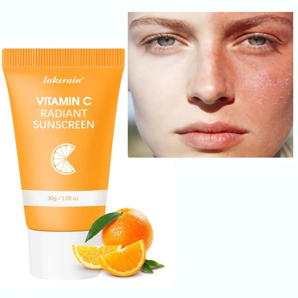 Crema Viso SPF 30, Primer Viso, Idratante alla Vitamina C, Protegge la Pelle dai Raggi UV, Crema Solare Idratante Illuminante per il Trucco