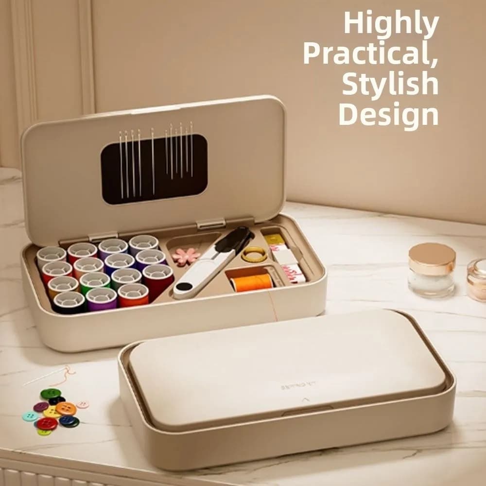 Kit di strumenti magnetici per cucito, multifunzionale, pratico, scatola per aghi e filo, design compatto, kit manuale per aghi e filo