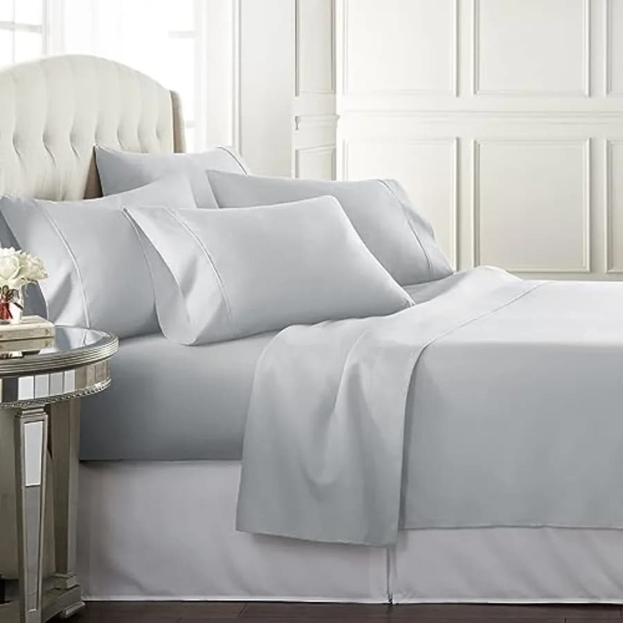 Set di Lenzuola per Chi Soffre il Caldo, Lenzuola Premium per Hotel con 4 Federe, Microfibra Leggera Spazzolata, Tasche Profonde, Traspiranti