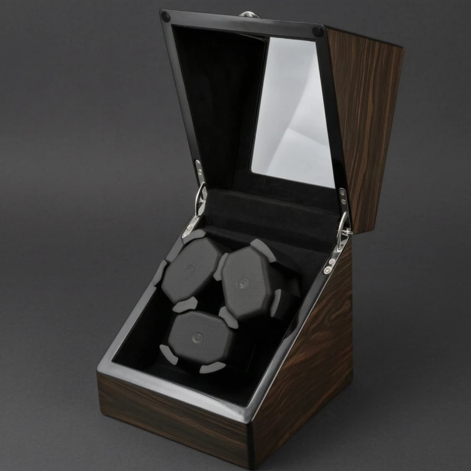Triple Slot Automatic Watch Winder High-gloss Watch Rotator Box with Window Memory-foam Pillows for Collectors