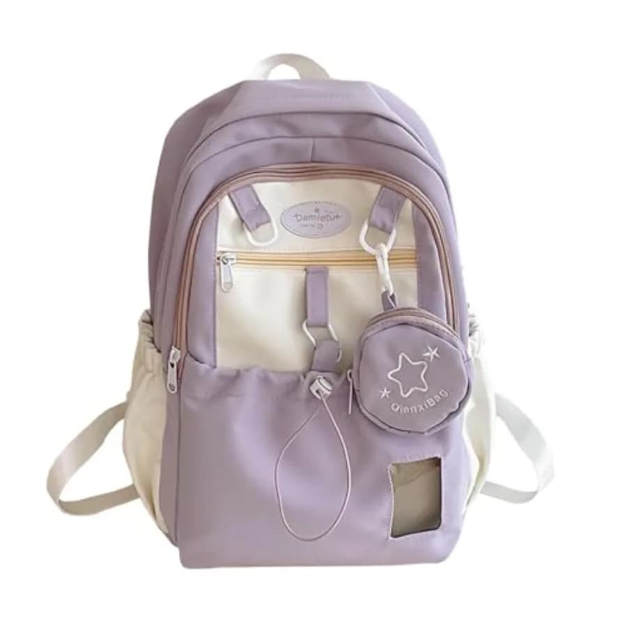 Cute Backpack, Travel Double Shoulder Bag, Laptop Backpack for 16" with Large Capacity Adjustable Straps Purple