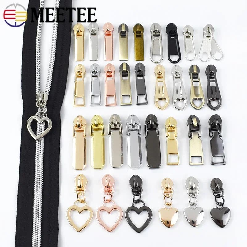 Maniglie per cursore con cerniera da 10 pezzi per 5 # Cerniere in nylon Nastri Borsa Tasca Zipper Teste Kit di riparazione Accessori per cucire di ricambio fai-da-te