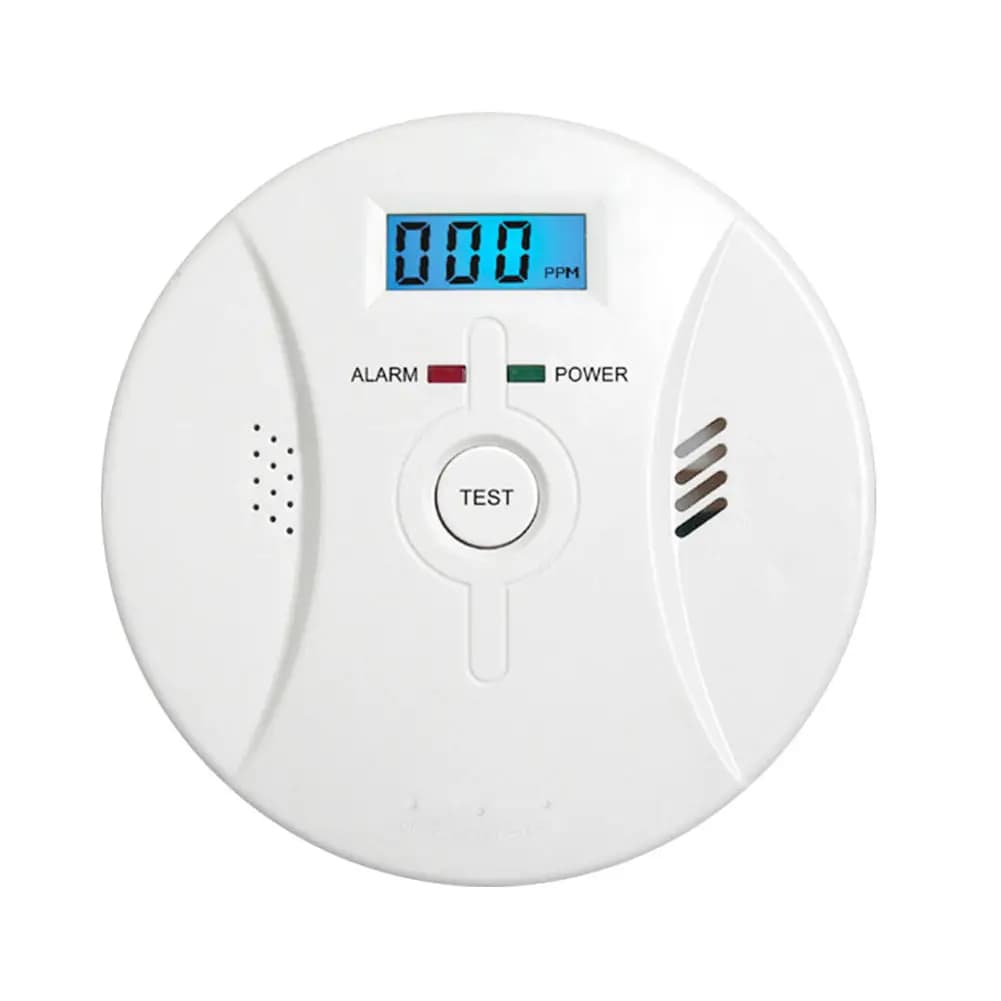 La sicurezza domestica combina il rilevatore di fumo e l'allarme di monossido di carbonio con il display digitale LCD co Alarm