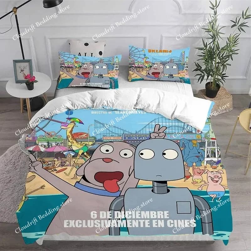 Bed Linen Set with Motive Robot of Soul Cards, Cover, Loyalty, Measures for Children and Adults, Home Textiles