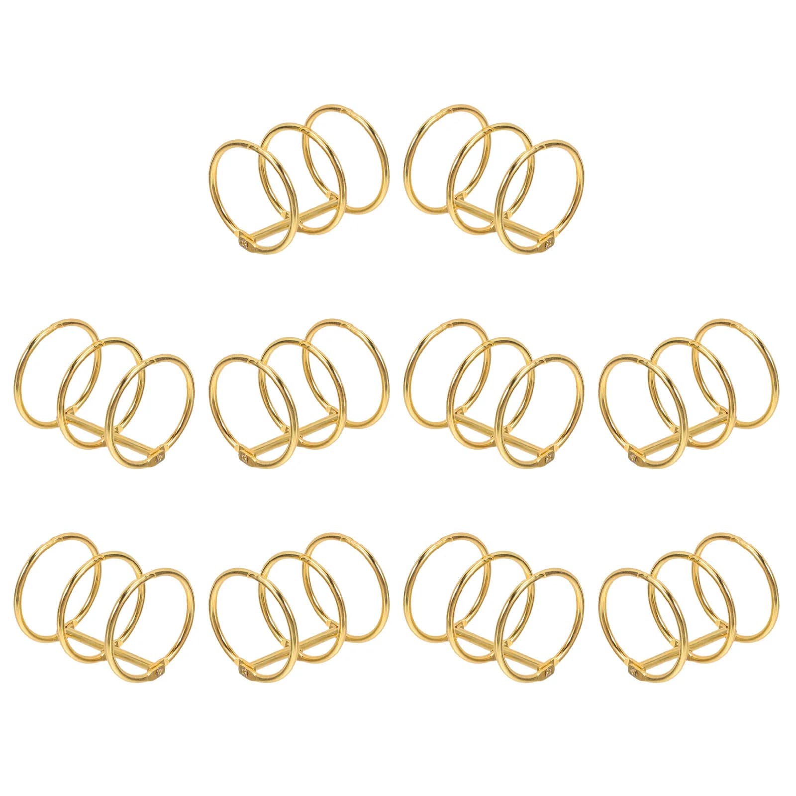 10 Pezzi Anelli per Rilegatura a Tre Fori, Grandi Anelli Metallici per Rilegatura di Fogli Sciolti, per Carte Flash, Clip, Quaderni e Cancelleria