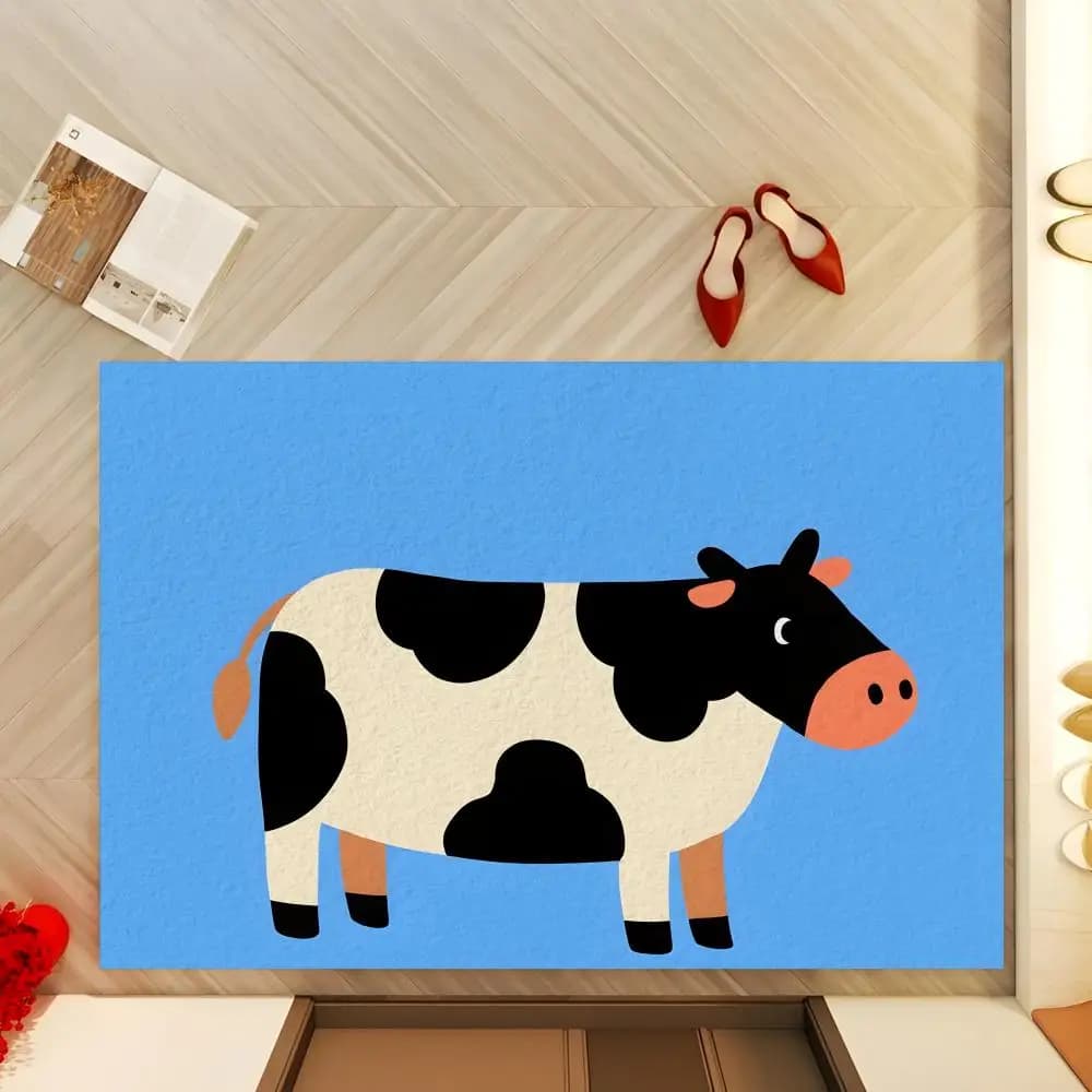 Floor Mat Diatomaceous Earth Bath Mat, QuickDrying, Water Absorb，MultiScene Household Floor Mat C-Cartoon Cow
