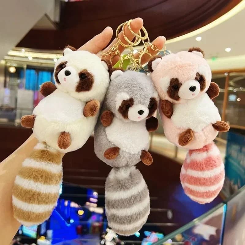 Ciondolo per borsa Ornamento da appendere Accessori per borse Portachiavi in peluche di procione Portachiavi in peluche Giocattoli di peluche Ciondolo in peluche di procione