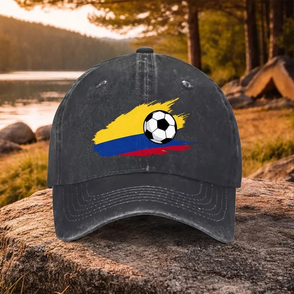 Colombian Football Soccer Flag Washed Baseball Cap Unisex Cotton Adjustable Outdoor Golf Hat