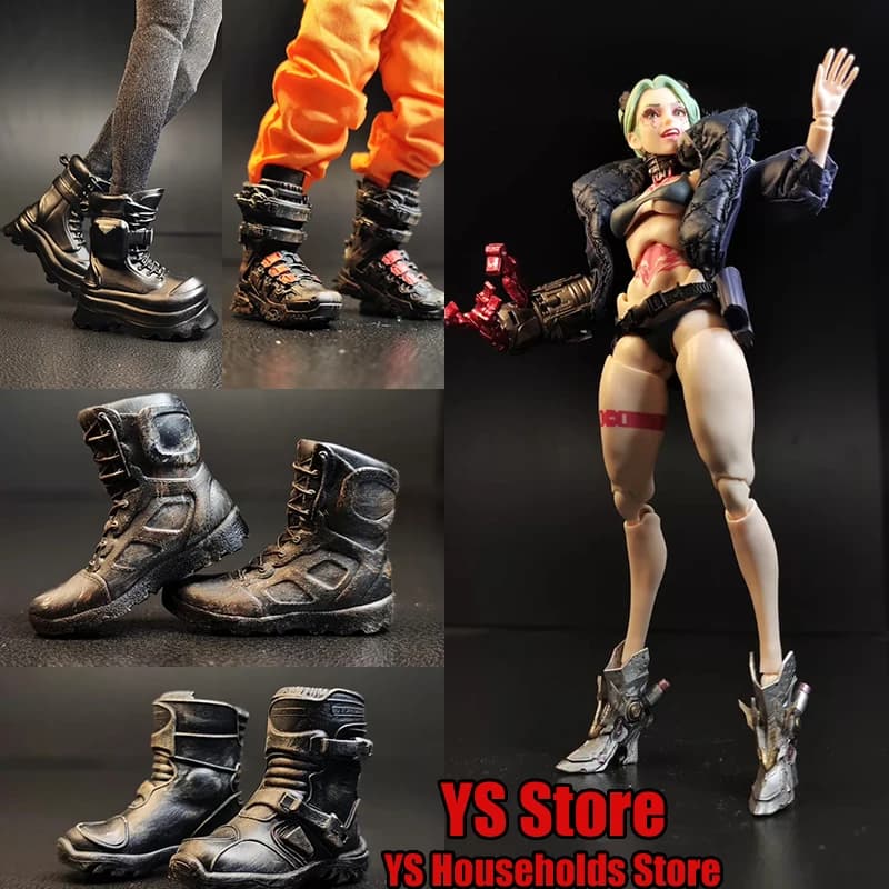 1/12 Jessica Soldato Donna Stile Punk Tacchi Alti Stivali Funzionali da Moto Scarpe Gotiche Accessorio Giocattolo per Action Figure da 6 Pollici