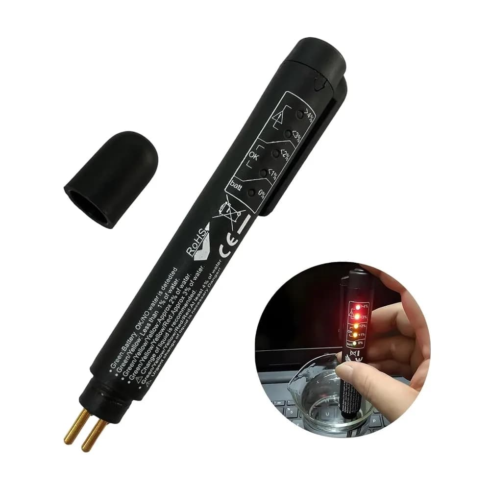 Brake Fluid Liquid Tester Pen, Hydraulic Fluid Liquid Oil Moisture Analyzer with 5 LED Auto Brake Diagnostic Testing Tool