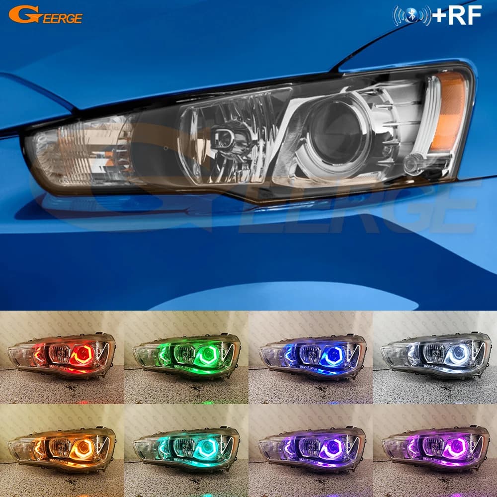 Per Mitsubishi Outlander II 2010 2011 2012 Day Light Dinamico Multi Color RGB Led Angel Eyes Hex Halo Anelli