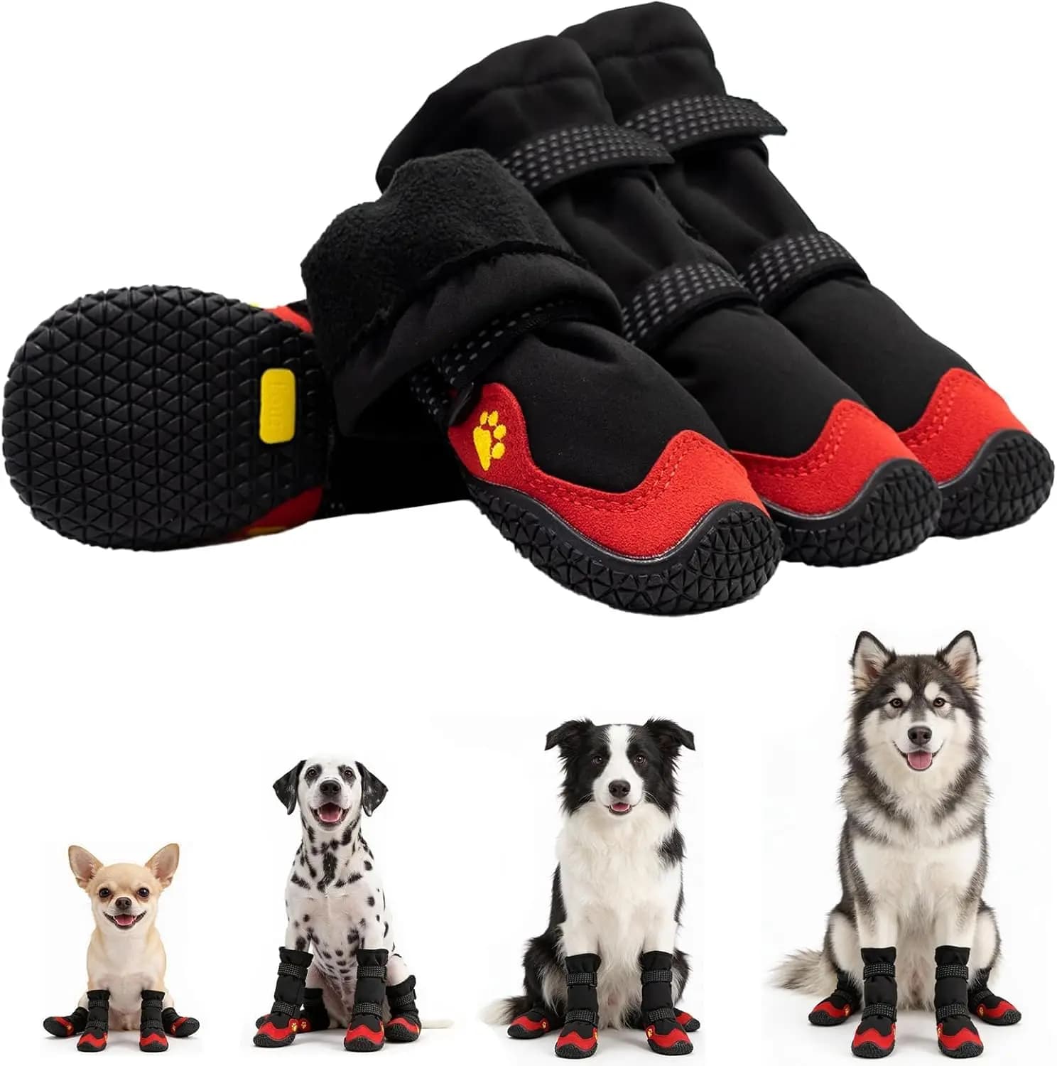 Stivali per Cani per Neve ed Escursionismo, Protezioni Impermeabili con Cinturini Riflettenti Regolabili, Scarpe Antiscivolo per la Protezione delle Zampe