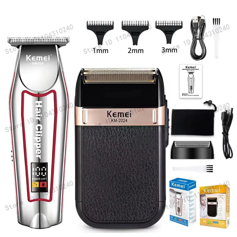 Kemei Electric Haircuts for men USB Charging Wireless Haircuts Alternative Shaving Saver KM-2024 Kit KM-034