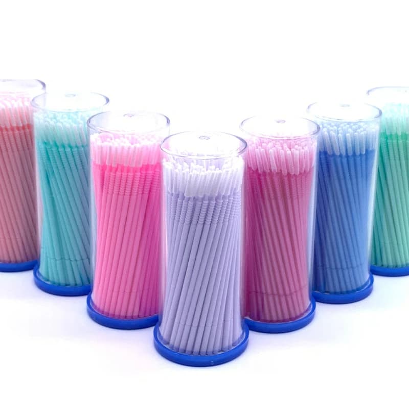 100 pcs/Pack Long Head Foldable Micro Brushes Lash Applicator Eyelash Mascara Colla Cleaning Brush Makeup Tools