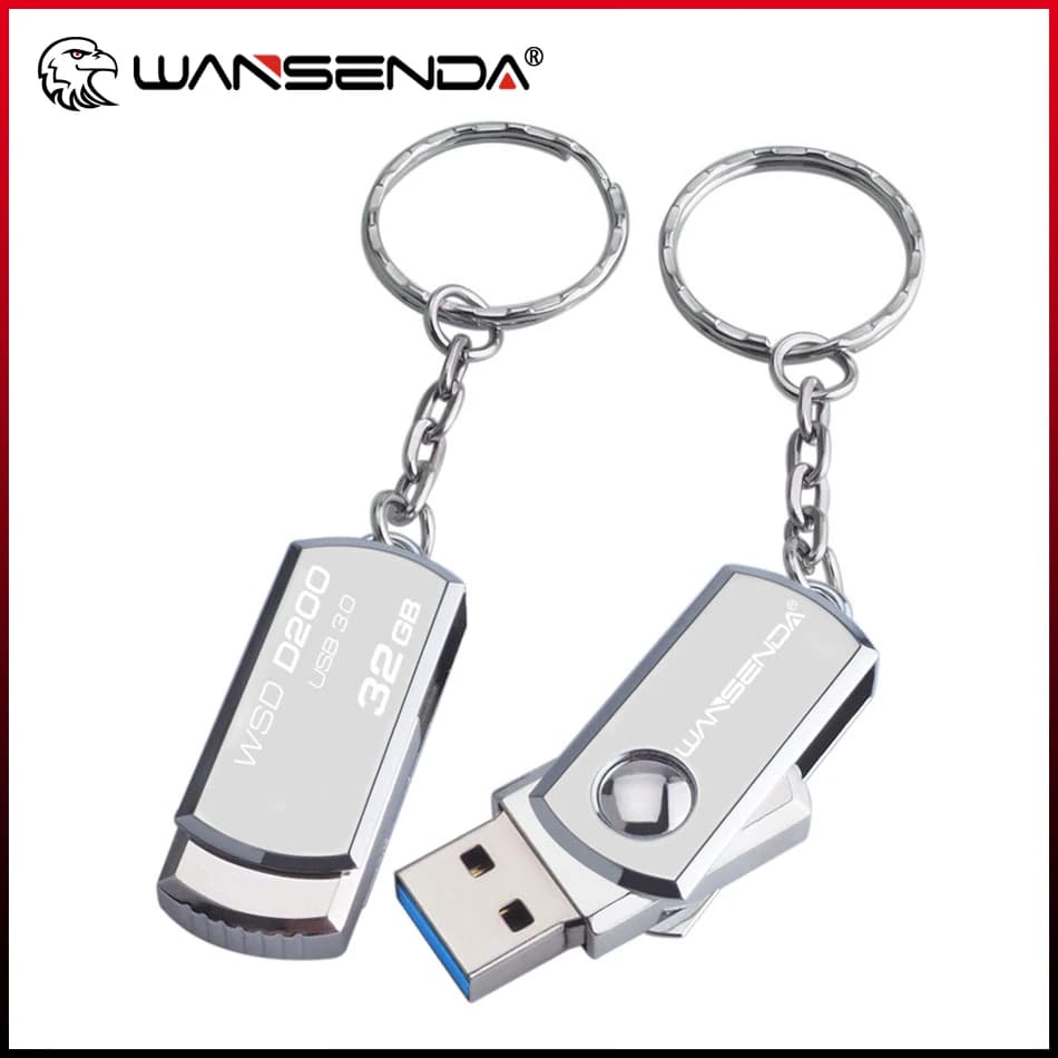 Chiavetta USB 3.0 USB in acciaio inossidabile 256GB 128GB rotazione Pen Drive 16GB 32GB 64GB Pendrive USB Memory Stick con portachiavi