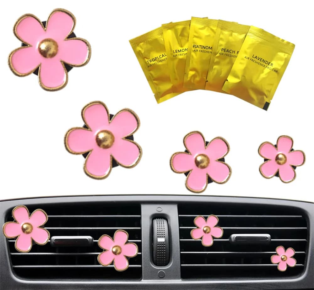 4 pz/set Piccola Auto Uscita Aria Profumo Decorazione Clip Fiore Margherita Design Interni Auto Aromaterapia Deodoranti Diffusore