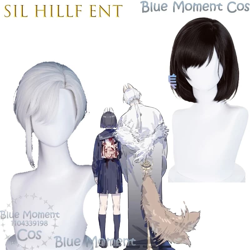 ‌SileHillFnt Fox Deity Cosplay Wig Male Fox God Scalp Shimizu Hinako Hoodie Unisex Game Cosplay Halloween Navidad Carnaval‌‌‌‌