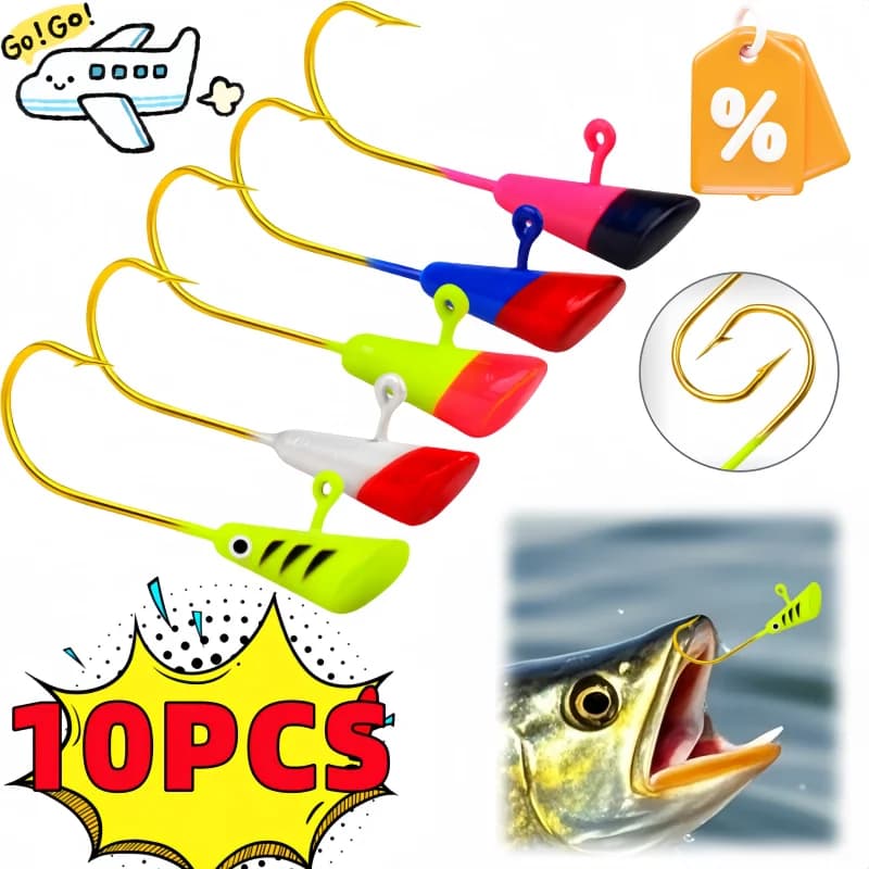 10/5PCS 0.8g 1.8g 2.9g Manovella Jig Testa Gancio Ganci Affilati per Verme Morbido Manovella Esche In Metallo Swimbaits Attrezzatura Da Pesca con Multicolor