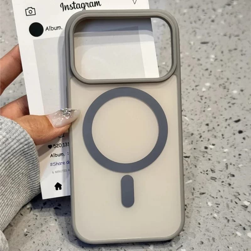 Custodia Ibrida Lusso Opaca Morbida con Bumper per iPhone 17 Pro Max 16 14 15 13 12 11, Contrasto Colore, Compatibile con MagSafe, Cover Protettiva Magnetica