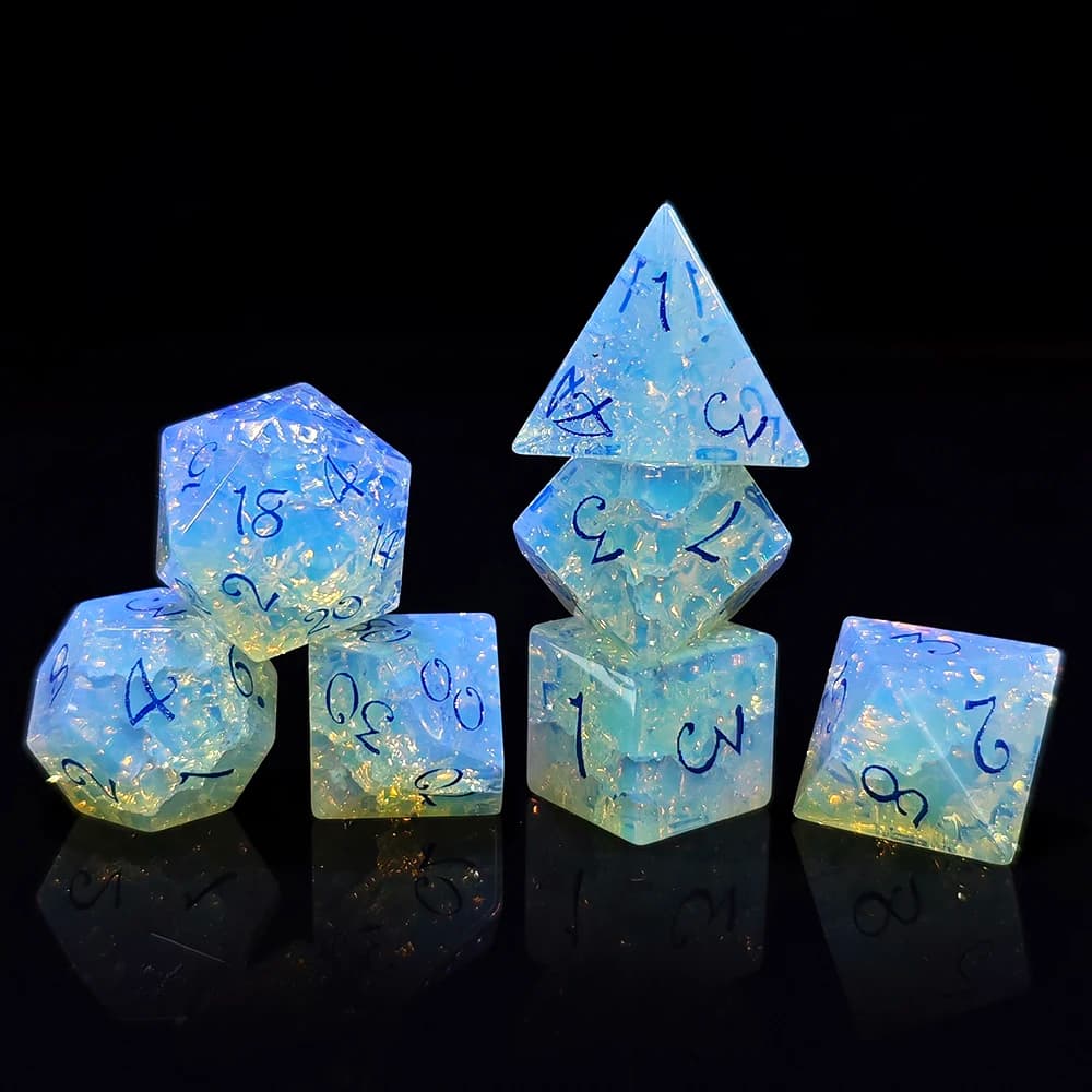 7Pcs/set Special Gemstone Dice Set Blue Color Dice Set Dungeons and Dragons Dice Set Tabletop Board Games Dice Set Role-playing