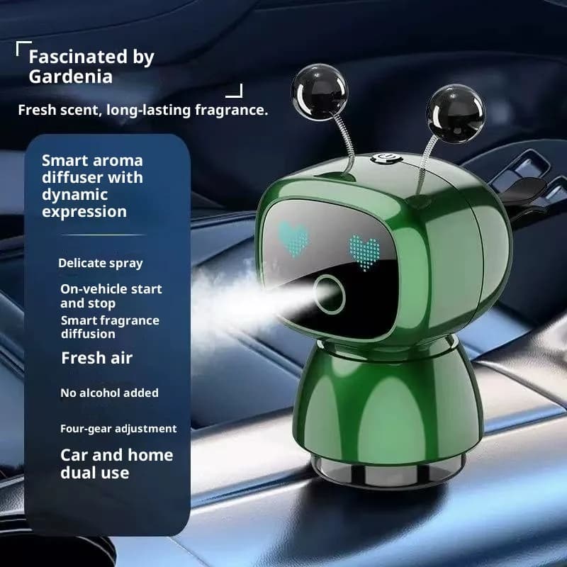 AI Smart Aromatherapy Robot for Cars - Spray Ornament with Automatic Ignition/Inspection Eliminator of Odours Deodorant for Alcohol and Car/Home Use
