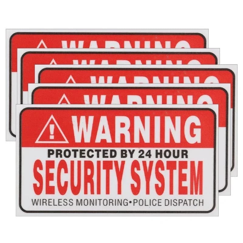 6 pcs/ warning set protected by security system stickers 24 hours security alarm signs decal warning signal waterproof 9cm * 5cm
